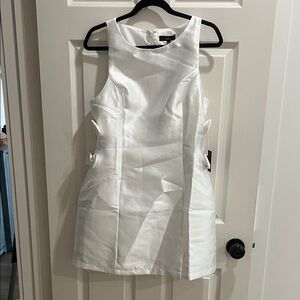 Lulu's White Satin Mini Dress with Side Bow Accents